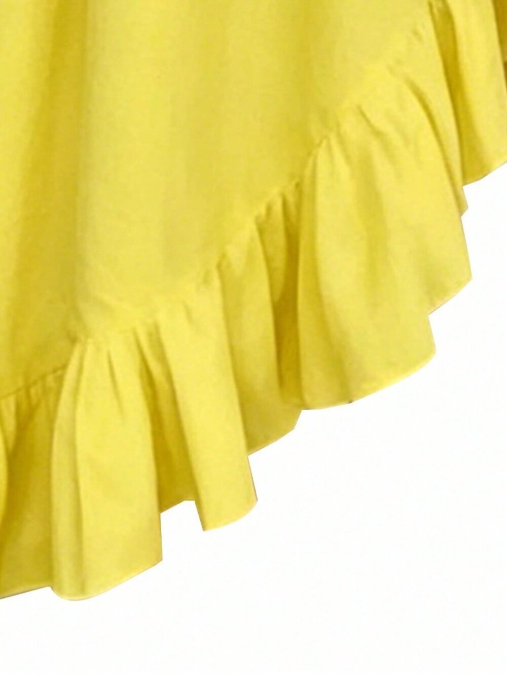 Yellow Boho Minimalist Women's Ruffle Trim Off-Shoulder Top - Picture 4 of 5